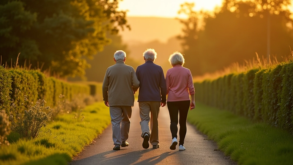 Walking group on country path