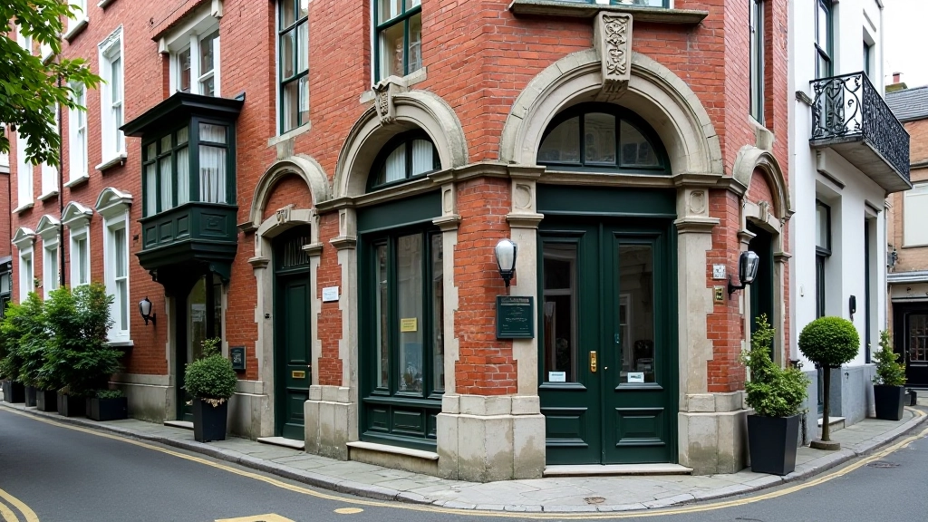 Victorian-era brick and stone building facade with detailed architectural features